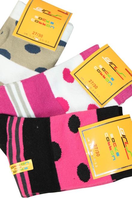 Girls Cotton ponožky - 3pack MIX veľkosť: 1-2 roky