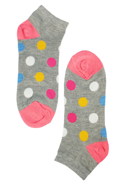 Happy ponožky s farebnými bodkami šedá veľkosť: 35-38