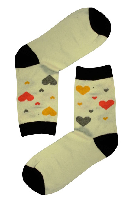 Veselé ponožky - farebná srdiečka oranžová veľkosť: 35-38