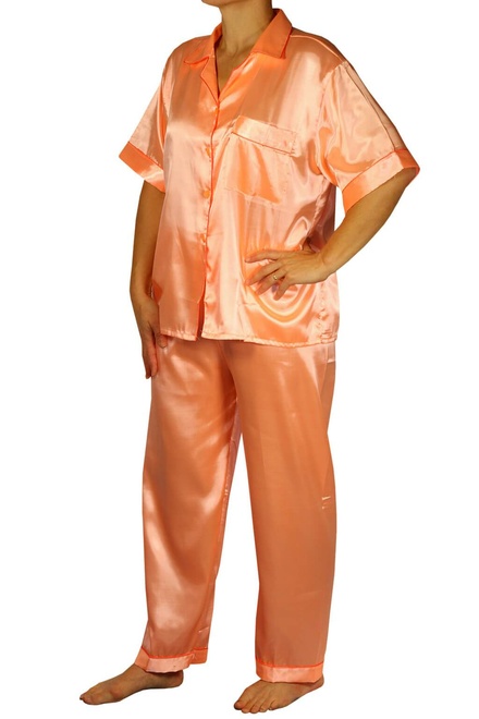Kalipo Maxi saténové pyžamo Orange oranžová veľkosť: 3XL