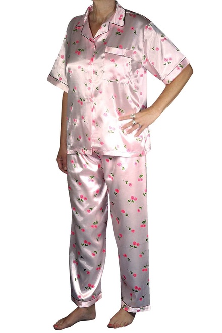 Abelia Rose saténové pyžamo s krátkym rukávom