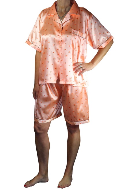 Elena Max Orange saténové pyžamo s kraťasmi