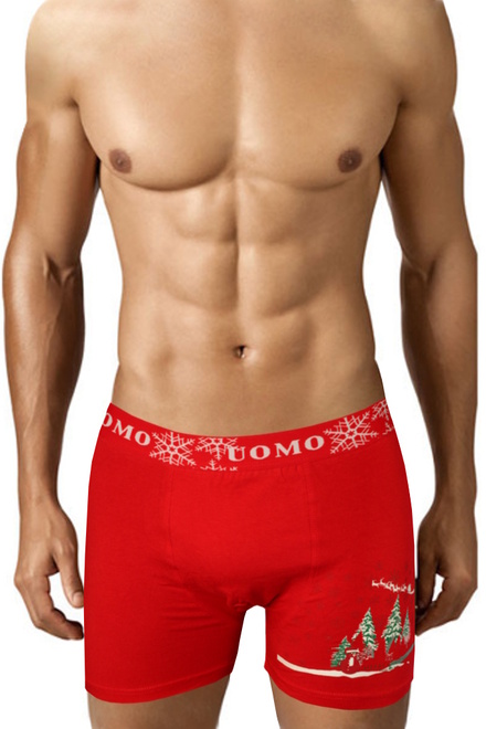 Uomo Boxery - prádlo s vianočným motivom červená veľkosť: M