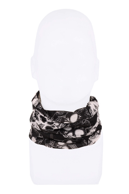 Lebky černobílé - multifunkčný šátek nákrčník čierna