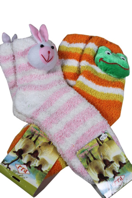 P.J.J. detské ponožky so zvieratkom oranžová veľkosť: 11-12 rokov