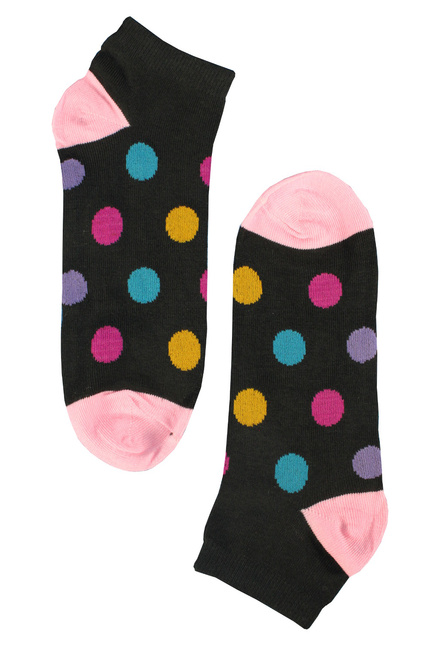 Happy ponožky s farebnými bodkami čierna veľkosť: 35-38
