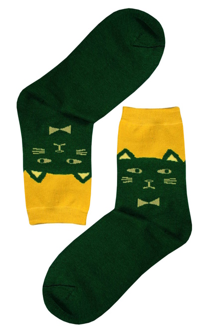 Veselé ponožky mačička krémová veľkosť: 35-38