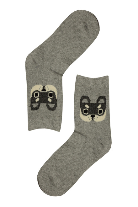 Midini Thermo grey hrejivé veselé ponožky psík