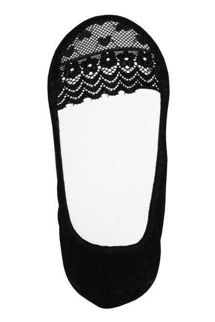 Čipkované neviditeľné ponožky do balerínok YS011 čierna veľkosť: 35-38