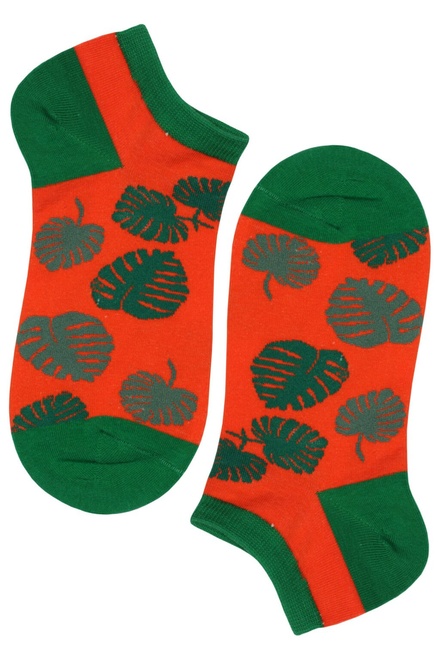 Crazy Leaves členkové bavlnené ponožky ECC2001 oranžová veľkosť: 39-42