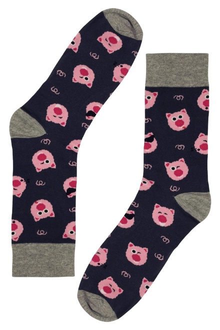 Ružové prasiatko - vtipné ponožky Intenso tmavo modrá veľkosť: 41-43
