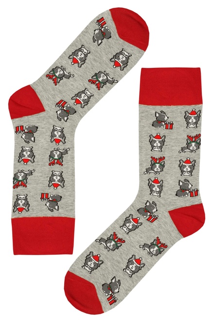Pánske veselé ponožky AuraVia Vianočné psíkovia