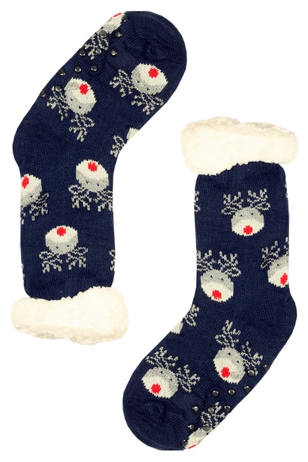 Zimné ponožky s kožušinkou, soby WW036