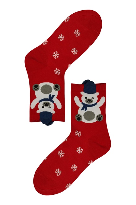 Vianočné vysoké ponožky dámske White bear červená veľkosť: 35-38
