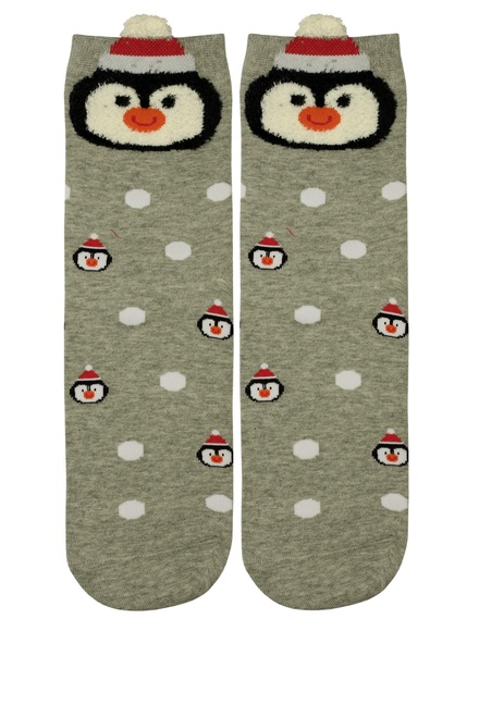 Vianočné vysoké ponožky dámske Kulíšek šedá veľkosť: 35-38