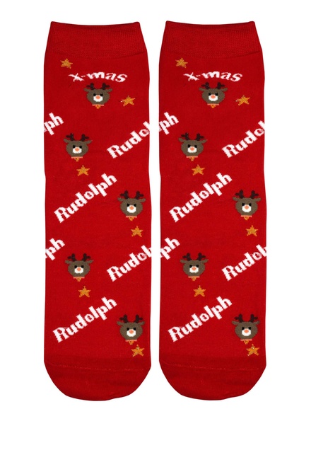 Vianočné ponožky s veselým Rudolphom čierna veľkosť: 35-38