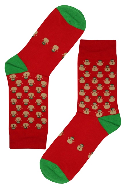 Vianočné pánske ponožky s veselými snehuliakmi