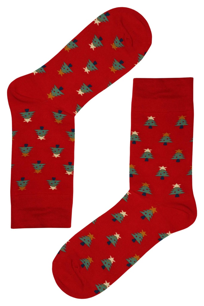 Pánske veselé ponožky s vianočnými stromčeky