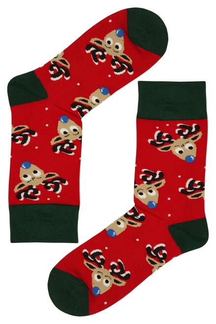 Pánske veselé ponožky Veselý sob červená veľkosť: 39-42