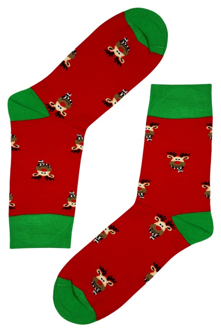 Pánske vianočné ponožky Sob Rudolf červená veľkosť: 39-42