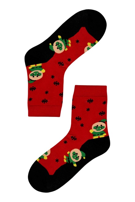 Veselé dámske ponožky vianočný motív červená veľkosť: 38-41