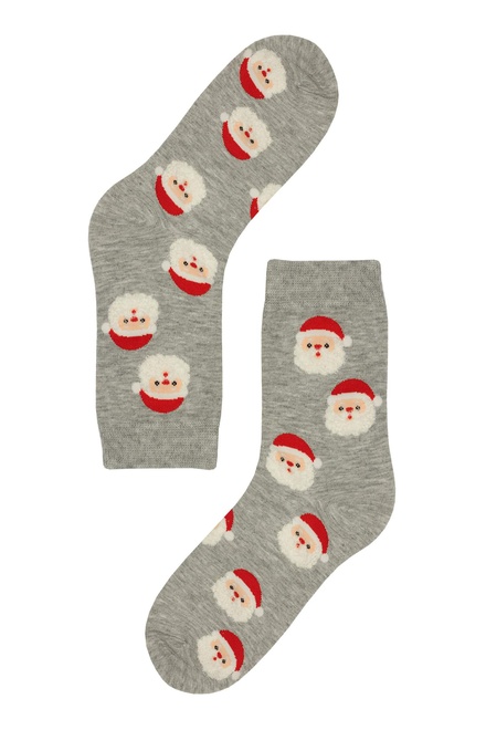 Veselý Santa Claus - dámska vianočné ponožka šedá veľkosť: 35-38