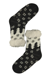 Černé vysoké zimní ponožky s beránkem 