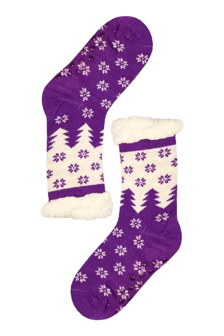 Violet vysoké zimné ponožky s baránkom