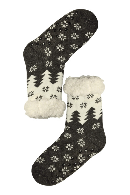 Grey vysoké zimné ponožky s baránkom 