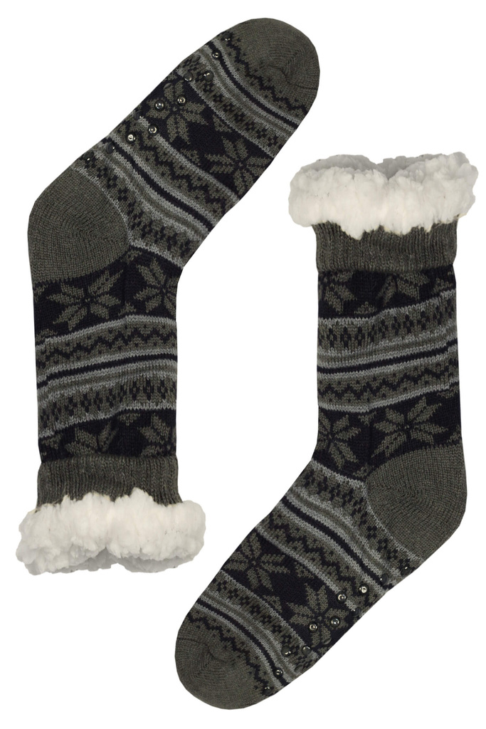 Veľké zimné tmavé ponožky s baránkom MC114
