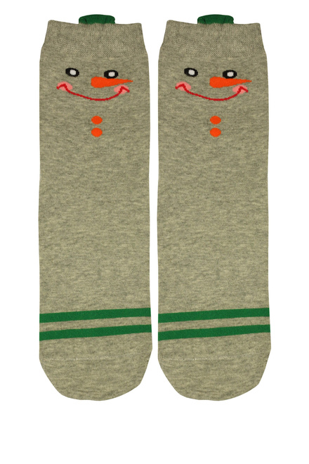 Vianočný snehuliak - veselé dámske ponožky šedá veľkosť: 38-41