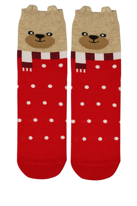 Vianočné bodky - veselé dámske ponožky červená veľkosť: 35-38