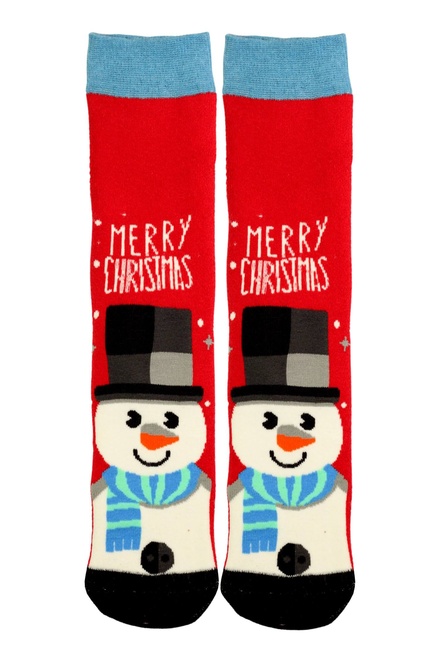 Virgina vianočné termo ponožky dámske snehuliak červená veľkosť: 35-38