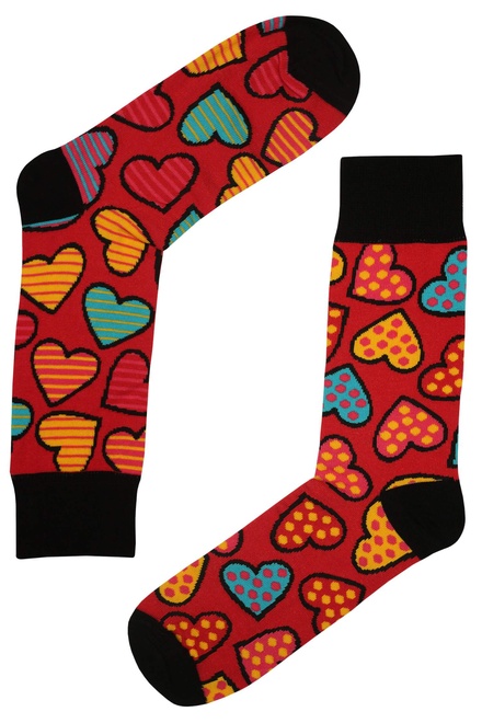Srdce - pánske veselé ponožky Avangard  červená veľkosť: 38-41