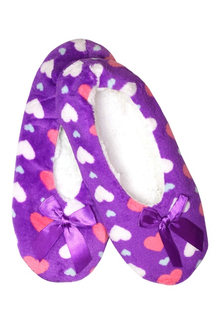 Violet dámske oteplené papuče srdiečka X932 fialová veľkosť: 35-38