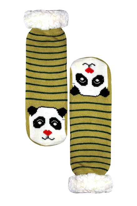 Beige panda dámske ponožky s baránkom WW043 