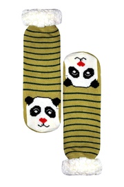 Beige panda dámske ponožky s baránkom WW043 