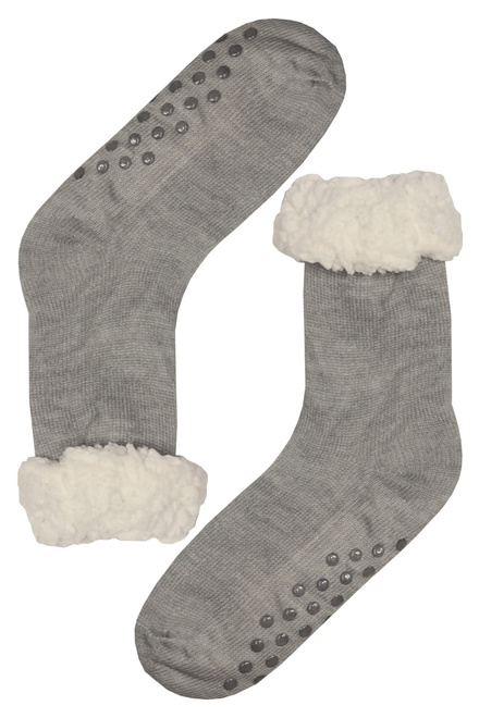 Light grey ponožky s baránkom pre mužov MC109