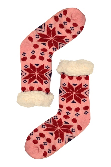Flake rosé teplé ponožky pre ženy na zimu WW026 