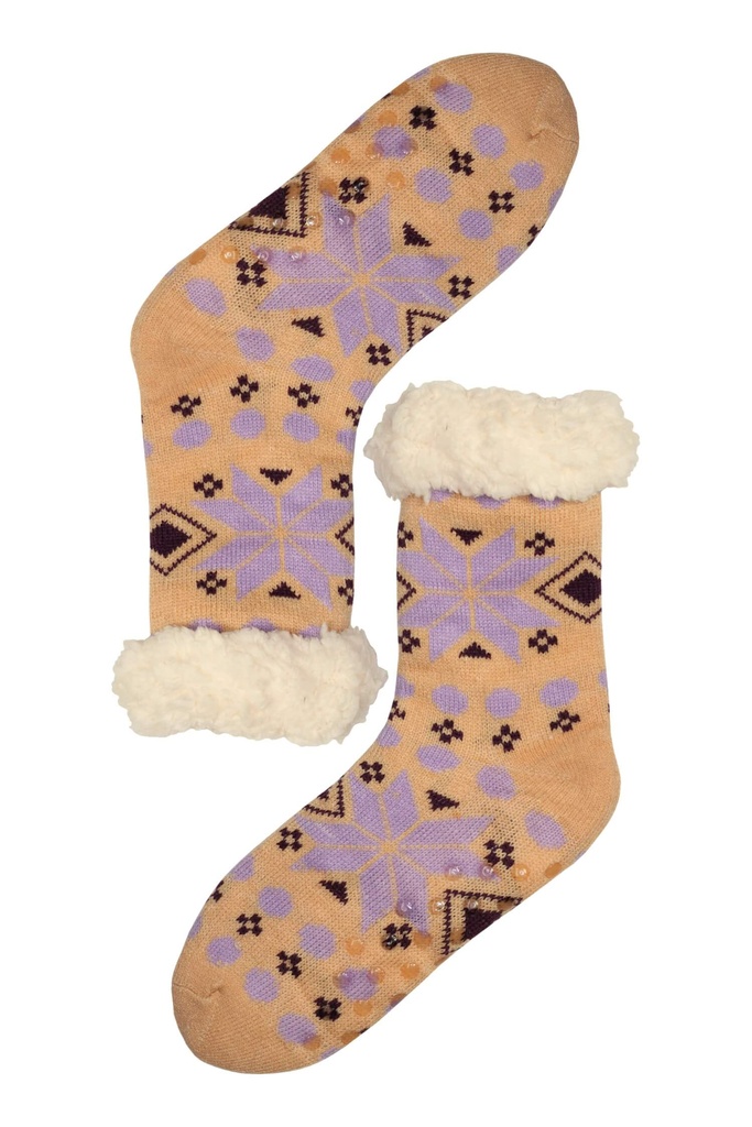 Flake beige zimné hrejivé ponožky pre dámy WW026 