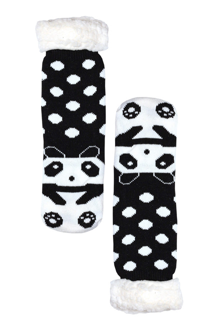 Panda black vysoké ponožky s baránkom WW043