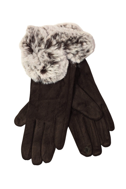 Moss marron rukavice s kožušinkou JPB001 tmavo hnedá veľkosť: L
