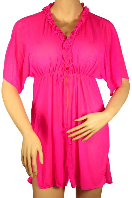 Caribe kaftan šaty na pláž S761 žiarivá ružová veľkosť: XL