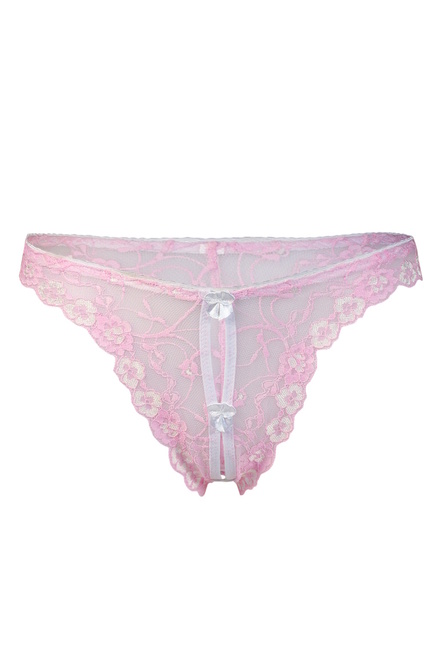 Selin crotchless eroticke tangá - prestrihy svetlo ružová veľkosť: M