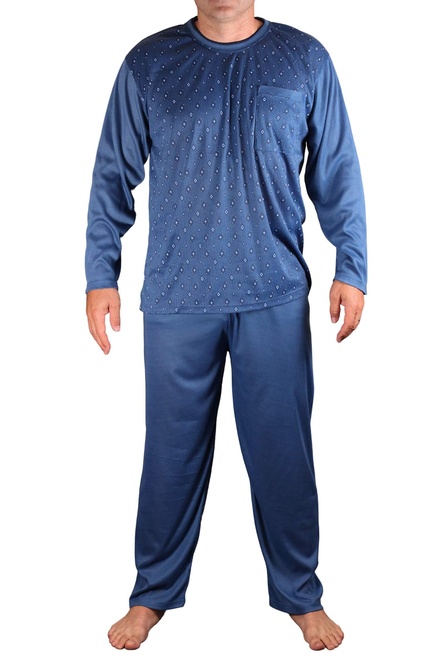 Oleg pánske pyžamo dlhý rukáv V2122 šedomodrá veľkosť: XL