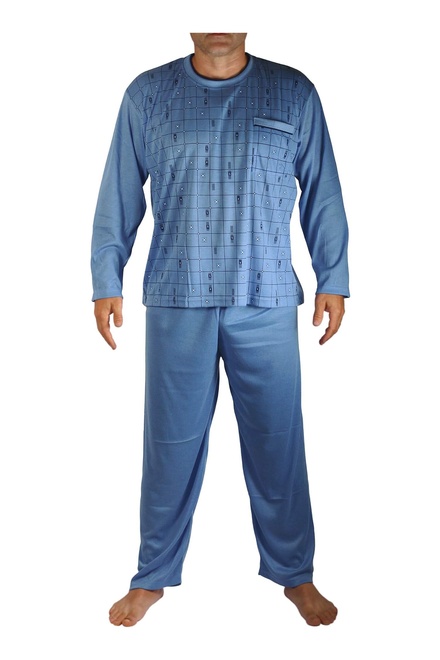 Aleš pyžamo pánske dlhé V2388 šedomodrá veľkosť: 3XL