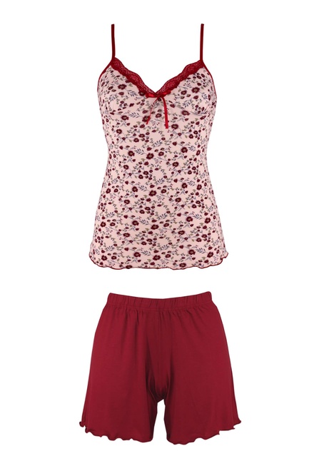 Medy letné pyžamo pre ženy s kraťaskami vínová veľkosť: L