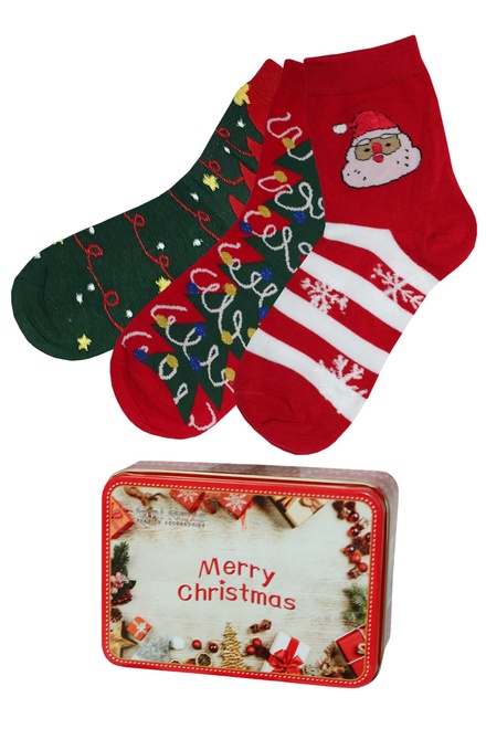 Merry Christmas ponožky v dárkovom balení - 3 páry viacfarebná veľkosť: 39-42