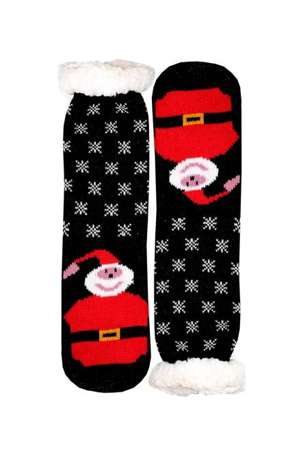 Santa Claus vianočné teplé ponožky vysoké detské CW232 čierna veľkosť: 27-30