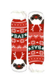Christmas dog vysoké ponožky s kožúškom detské CW232